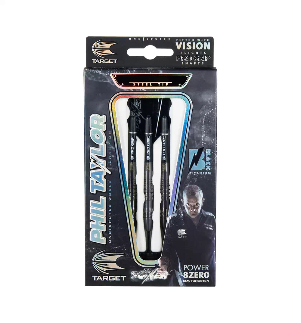 Target Darts Phil Taylor Power 8Zero Black Titanium 80% Tungsten 25 grams